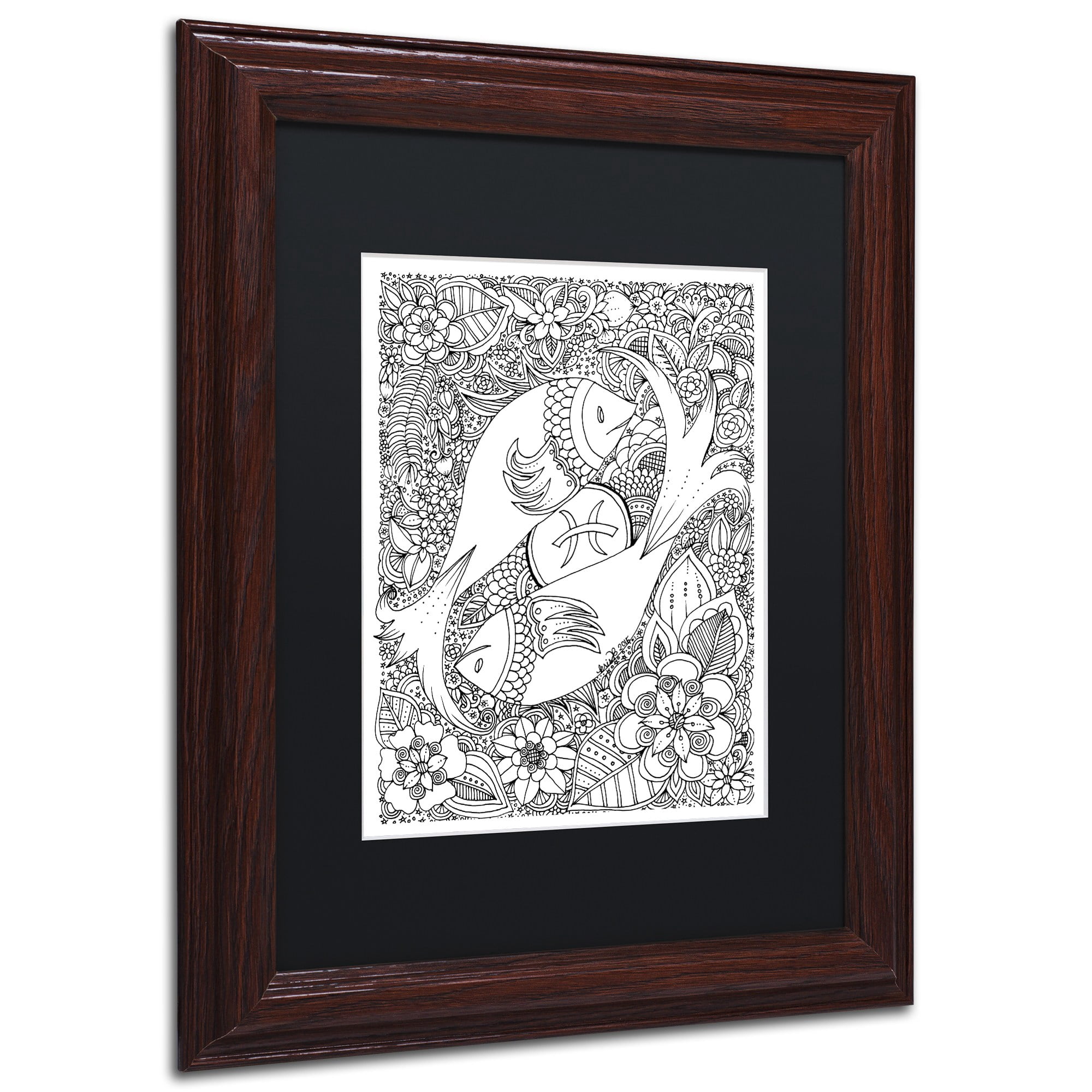 Trademark Fine Art 'Fish' Canvas Art by KCDoodleArt Black Matte, Wood Frame