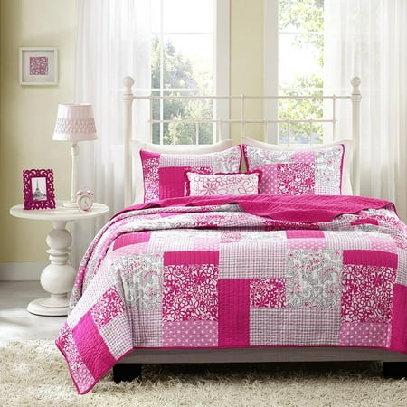 - Mizone Abbey 3 Piece Coverlet Set, Twin/Twin X-Large, Pink, 1 Coverlet, 1 Standard Sham, 1 Decorative Pillow By Mi-Zone