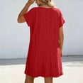 thumbnail image 6 of Busydd Plus Size Dresses 2026 Fashion V Neck T Shirt Dress Casual Solid Color Tunic Dress Short Sleeve Ankle Length Daily Flowy Summer Dresses for Women @12 3XL, 6 of 6