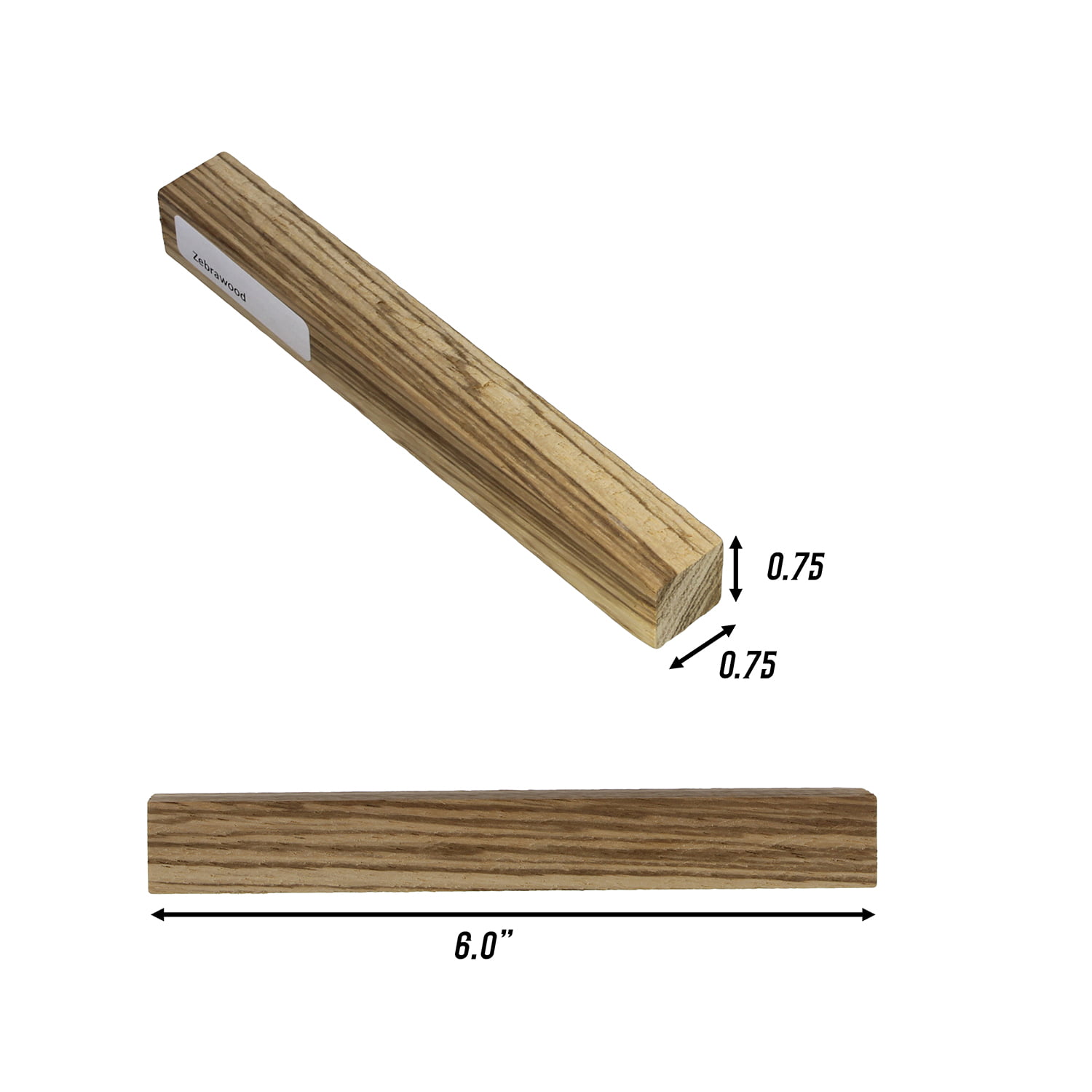 DCTWood Turning Blanks 2pk 3/4" x 3/4" x 6" Inch Zebrawood Wood Pen Blanks 