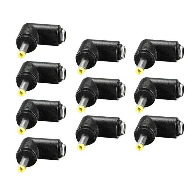 Adaptador de energía de conector hembra a hembra de 90 grados, negro, amarillo 10