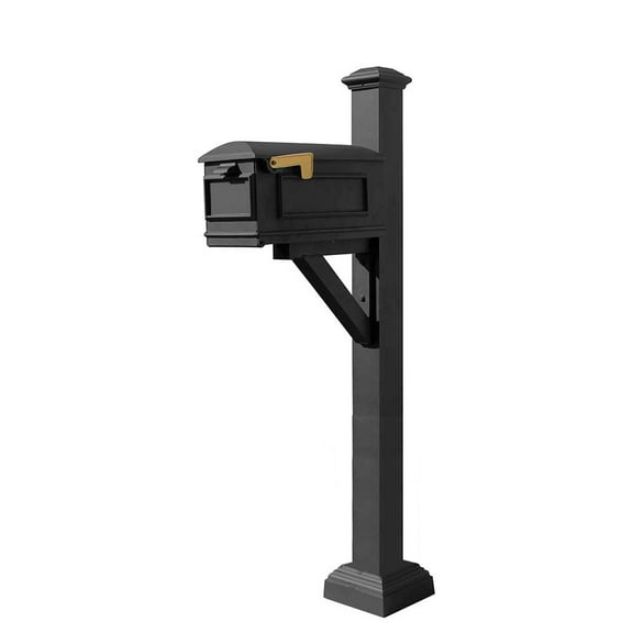 Westhaven System with Lewiston Mailbox, Square Collar & Pyramid Finial in (Black)