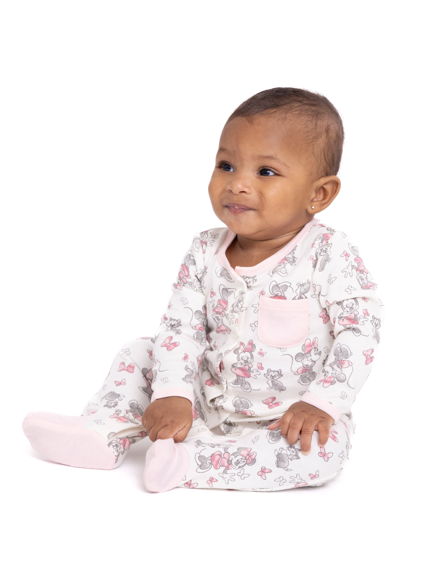 Disney Baby Minnie Mouse Newborn Baby Girls Footed One-Piece Sleep N Play, Sizes 0M-6M