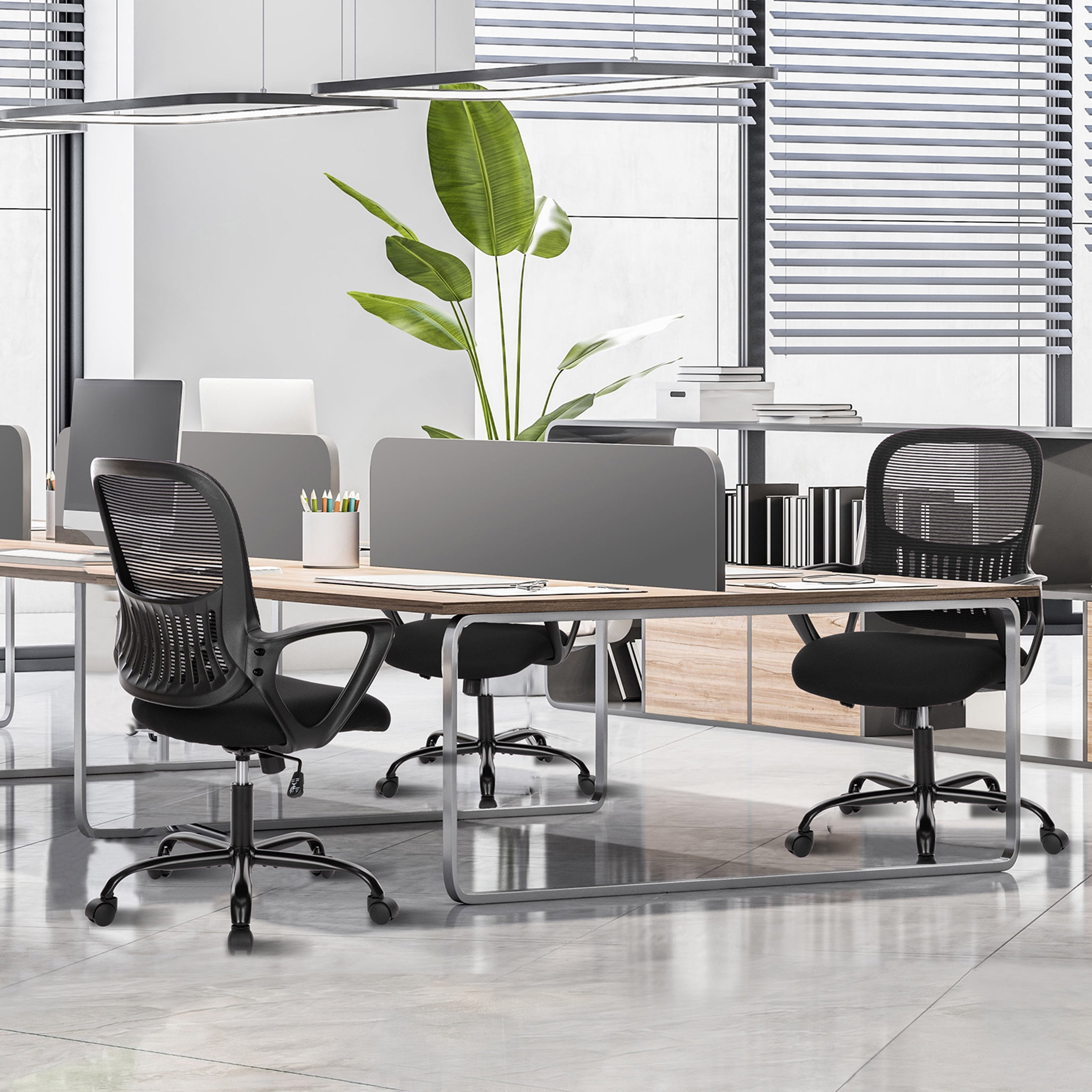 CONCETTA Ergonomic Home Office Desk Chair, Mid-Back Mesh Swivel Chairs with Wheels for Adults, Black