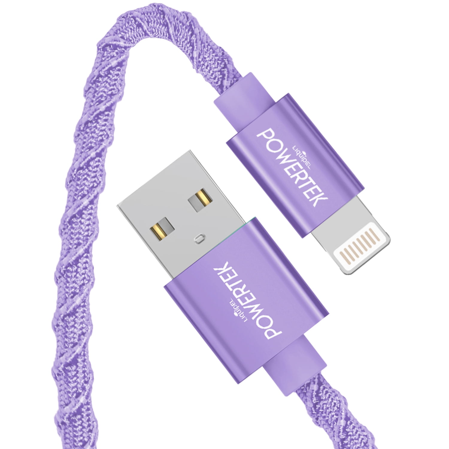 Liquipel Powertek iPad & iPhone Charger Cable, Fast Charging 6ft MFI Certified Lightning to USB Cord, Twizzler Purple