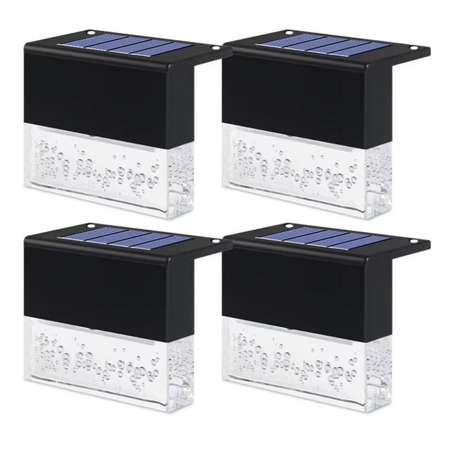 Luces solares para cubierta, luces solares para valla al aire libre, para escalones, barandillas, paredes, iluminación LED impermeable para paisaje, decoración de jardín y Patio, paquete de 4 JM