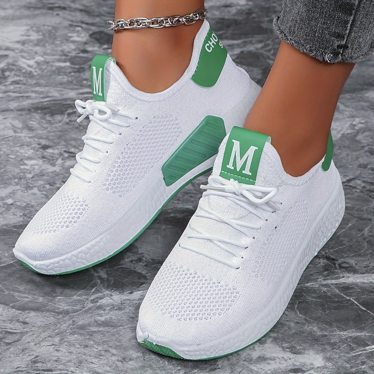Women s Solid Color Casual Sneakers Lace Up Lightweight Soft Sole Walking Shoes Breathable Running Shoes Walmart