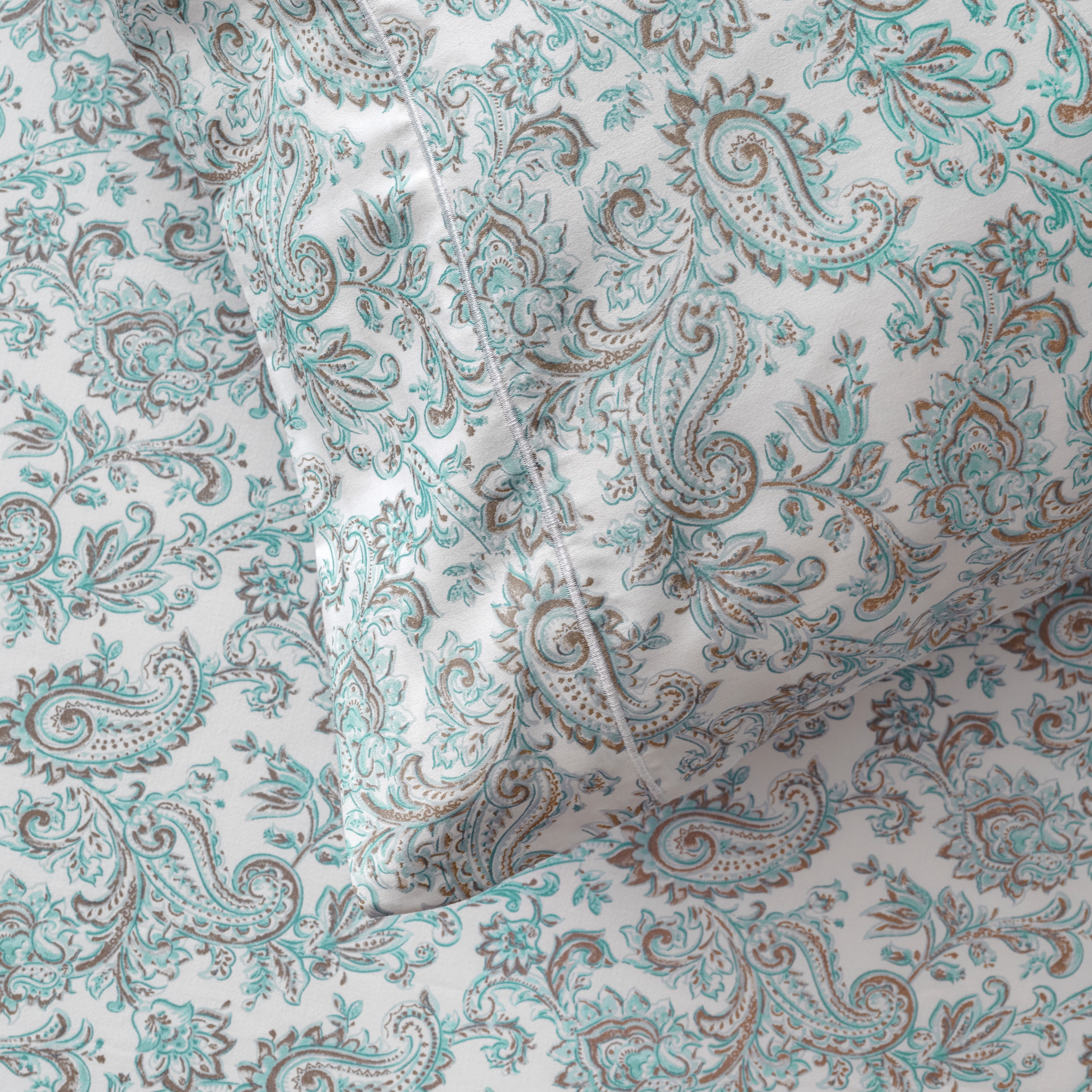 Better Homes & Gardens 400 TC Hygro Cotton Pillowcases, Standard/Queen, Aqua Paisley, 2 Piece