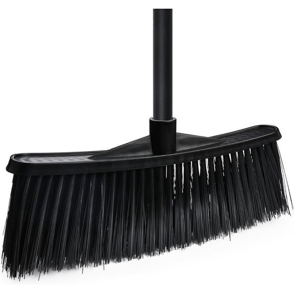 Outdoor Broom for Cleaning Floor - Heavy Duty Outdoor Broom, House Brooms for Sweeping Indoor Broom, Outside Brooms for Cleaning Garages, Terraces, Porches, Sidewalkes and Deck, etc.(Black)