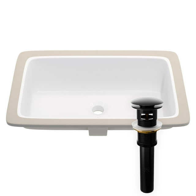 Novatto NP-U233921MB Rectangular White Undermount Sink with Matte Overflow Drain