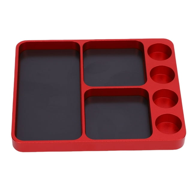Plateau Organisateur de Vis de Réparation RC, Plateau de Vis en Métal Alliage d'Aluminium pour Modèle RC 1/10 Jouet Réparation Noir, Rouge
