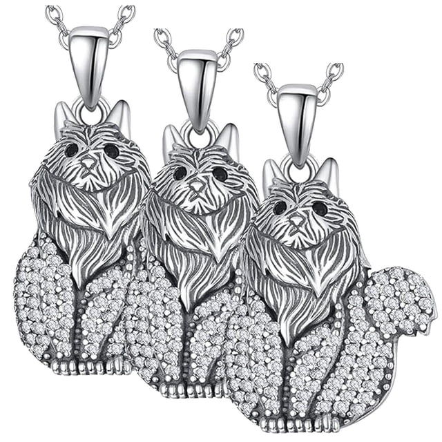 Cadenas con Dijes de Michis CatNeck01 3Pzas British Longhair Plata Metal Cadena y Dije.