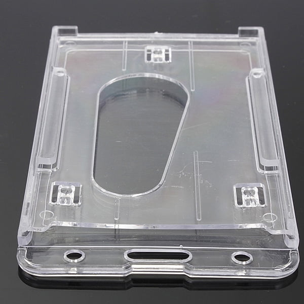5Pcs Clear Vertical Hard Plastic ID Badge Holder Card Double-sided Transparent 