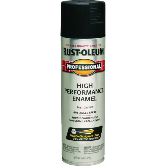 Rust-Oleum 7578838 Professional Black Flat High Performance Spray Enamel 15 Ounce, Each