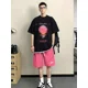 thumbnail image 4 of Conjunto de dos piezas de camiseta y pantalones cortos de algodón con estampado gráfico para hombre, estilo coreano 2024, ajuste regular, atuendo básico, 4 of 5