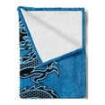 thumbnail image 2 of Japanese Dragon Soft Flannel Fleece Blanket, Black Dragon on Blue Tribal Background Year of the Dragon Themed Art, Cozy Plush for Indoor and Outdoor Use, 70" x 90", Blue Black White, by Ambesonne, 2 of 5