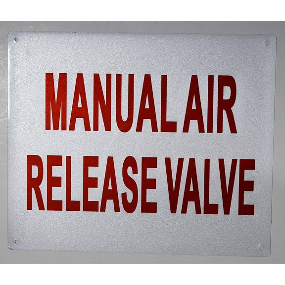 Manual AIR Release Valve Sign (White, Reflective, Aluminium 10x12)(ref-2022-4)