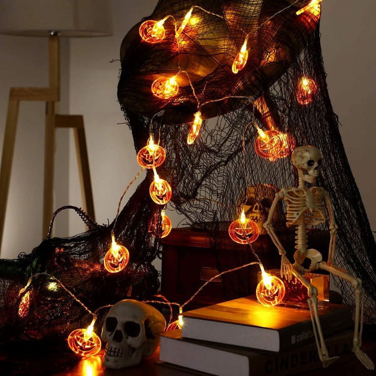 Kiskick Waterproof Halloween Skeleton String Lights, 10/20/30/40 LED  Battery Operated USB Rechargeable Fairy Lamp for Indoor and Outdoor  Festival Party Decorations 