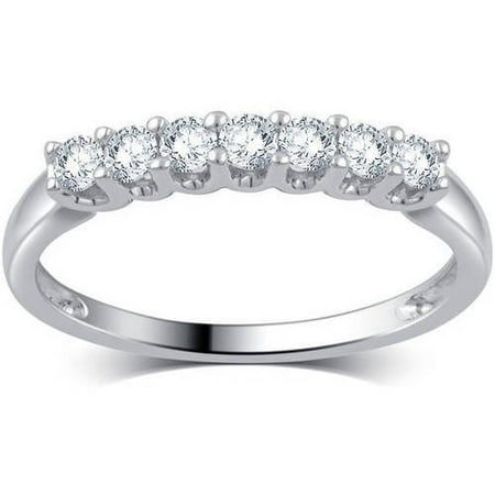 1/4 Carat T.W. Diamond 10kt White Gold 7-Stone Wedding Band, I-J/I2-I3