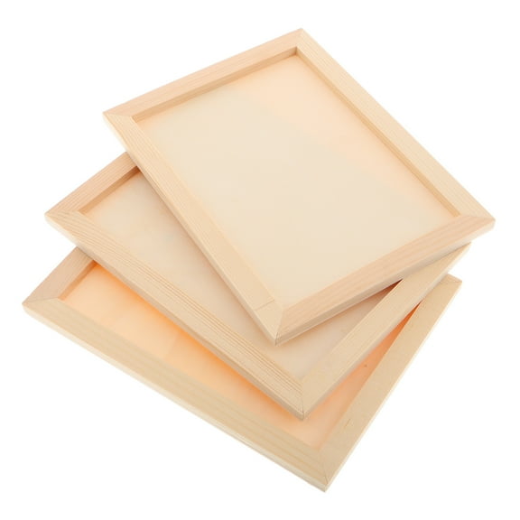 FRCOLOR 3pcs DIY Clay Photo Frames for Kids Wooden Picture Frame Craft Kit Unpainted Wood Art Display for Bedroom and Kitchen Decor