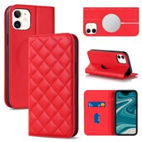 Feishell Wallet Case Designed for iPhone 12 mini (5.4 inch),Compatible with MagSafe Charger,Stylish PU Leather Magnetic Closure Folio RFID Blocking Protection Card Slots Flip Kickstand Phone Case,Red