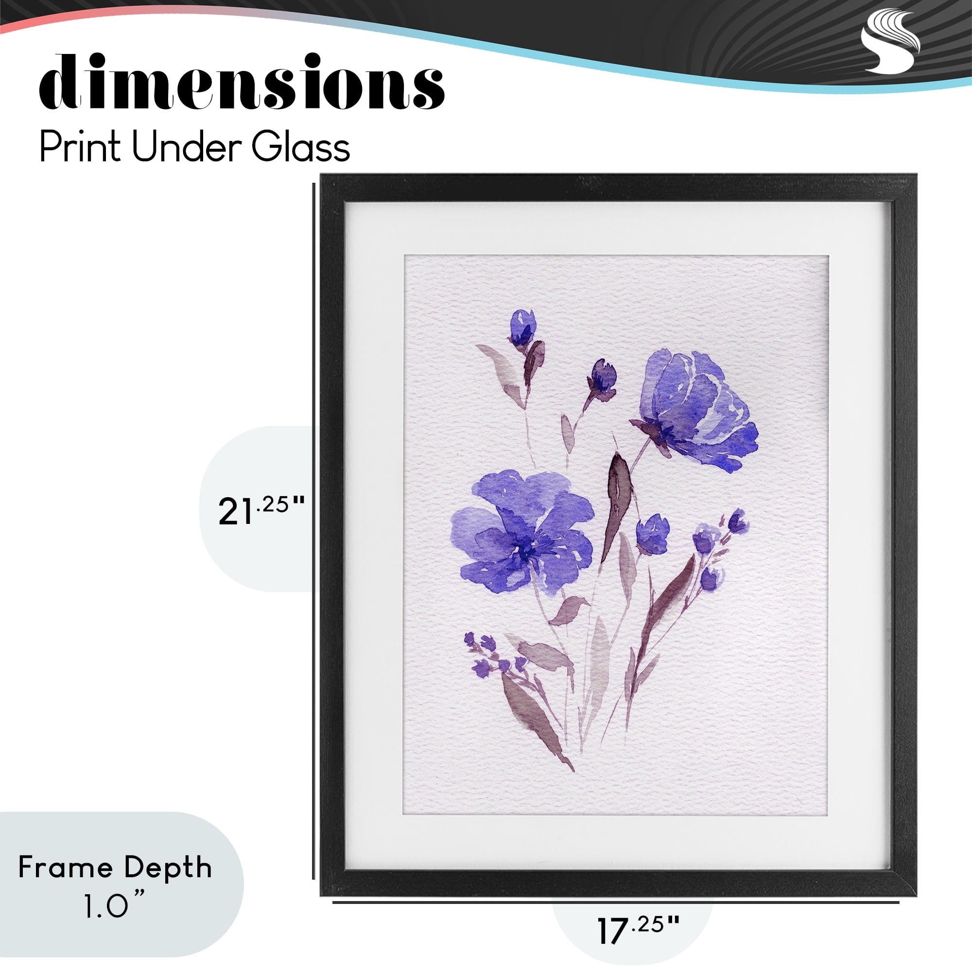 Stupell Industries Watercolor Purple Flowers Black Framed Print Under Glass, design by Leah Noel Art