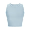 thumbnail image 3 of Wyobmus Women's Sleeveless High Neck Fitted Tank Tops Ribbed Knit Basic Cami Tee Shirts Slim Fitted Cropped Tops Summer Casual Fashion Clothes Light Blue, 3 of 6
