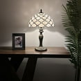 thumbnail image 2 of Tiffany Table Lamp White Stained Glass Crystal Beans Included LED Bulb For Living Room Bedroom Bedside Office Hotel 12"W*19"H, 2 of 6