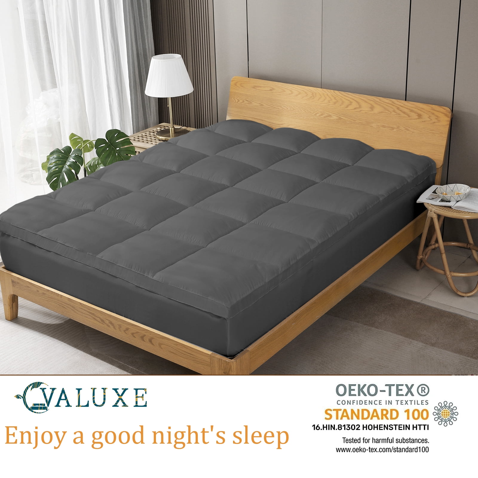 Mattress Topper Twin Size Extra Thick Pillow Top Mattress Pad Cover for Back Pain Breathable Plush Soft Down Alternative Fill Bed Topper with 8-21Inch Deep Pocket Gray