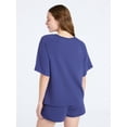 thumbnail image 4 of Joyspun Women's French Terry Lounge Sleep Short Sleeve Top and Shorts Set, 2-Piece, Sizes XS-3X, 4 of 6
