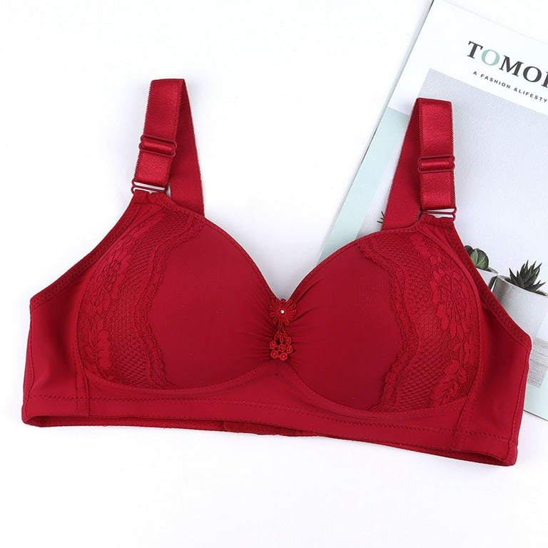 LowProfile Push Up Bra for Women Plus Size Gathered Adjustable Pair of Thin  Breast Cup Underwear Bras Wine Red 48 