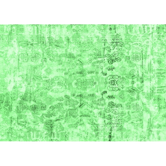 Ahgly Company Indoor Rectangle Abstract Emerald Green Contemporary Area Rugs, 5' x 8'