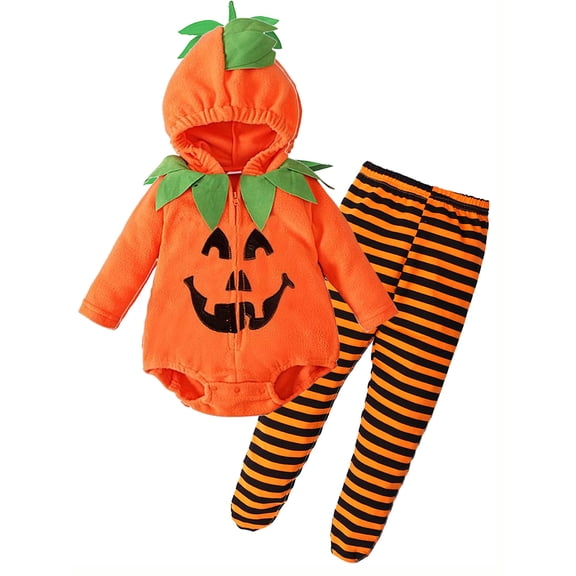 ATAIKU Newborn Infant Baby Boy Girl Fleece Halloween Pumpkin Costumes Toddler Hoodie Cosplay Party Clothes 3-6 Months