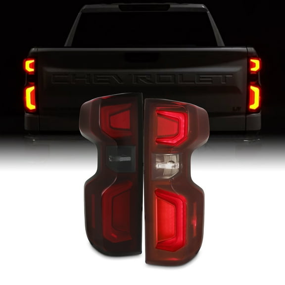 AKKON - Fits 2019 2020 2021 2022 Chevy Silverado 1500 [Incandescent Type] LED Dark Red Tail Lights Brake Lamp Pair Driver Passenger