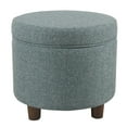 thumbnail image 1 of HomePop Round Tweed Storage Ottoman, Teal Tweed, 1 of 5