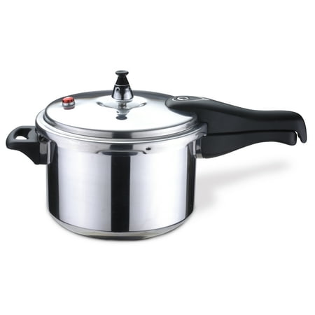 Bene Casa 6-Quart capacity aluminum pressure cooker  polished aluminum finish  stove top pressure cooker  dishwasher safe  safety lid