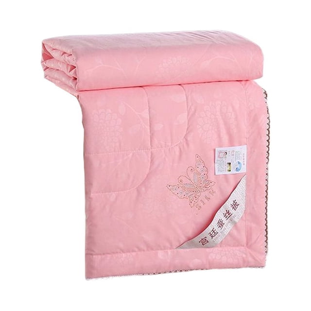 Wweixi Courtepointe d'Été Portable Couleur Unie Réutilisable Imprimée pour Climatisation Respirante Garde au Chaud Brossée Accessoires de Literie Rose
