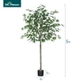 thumbnail image 2 of Artificial Ficus Silk Tree, 5FT Faux Plastic Ficus Plants in Pot with Durable Plastic Trunk, Fake Plant for Home Decor Office House Living Room Indoor Outdoor, 2 of 9