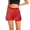 thumbnail image 4 of Endives Sequin Shorts for Women Sparkly High Waist Tie Up Elastic Shorts Club Party Wear Red, 4 of 5
