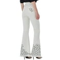thumbnail image 3 of Anna-Kaci Women's Retro Flared Jeans High Waist Star Printed Long Denim Bell Bottom Jeans, Off White, X-Large, 3 of 3