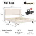 thumbnail image 4 of Frostbloom Full Size Boucle Upholstered Platform Bed Frame with Wingback Headboard, Beige, 4 of 10