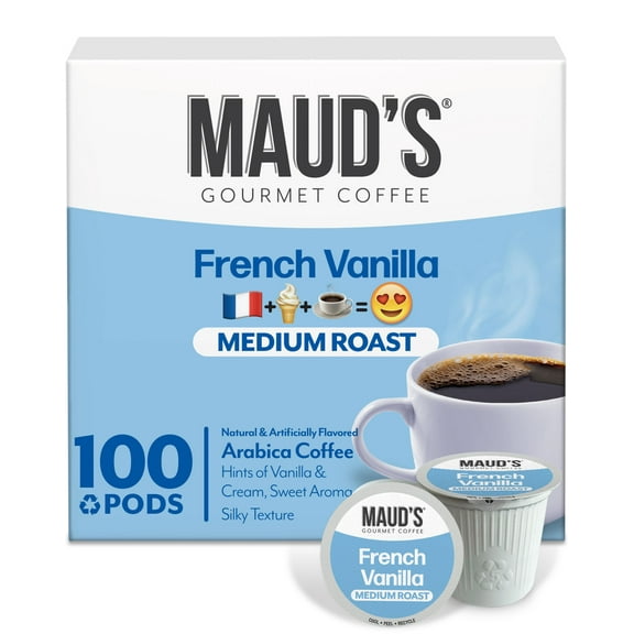 Maud's French Vanilla Coffee Pods, Classic Vanilla, Compatible w/ K-Cup Brewers, 100ct