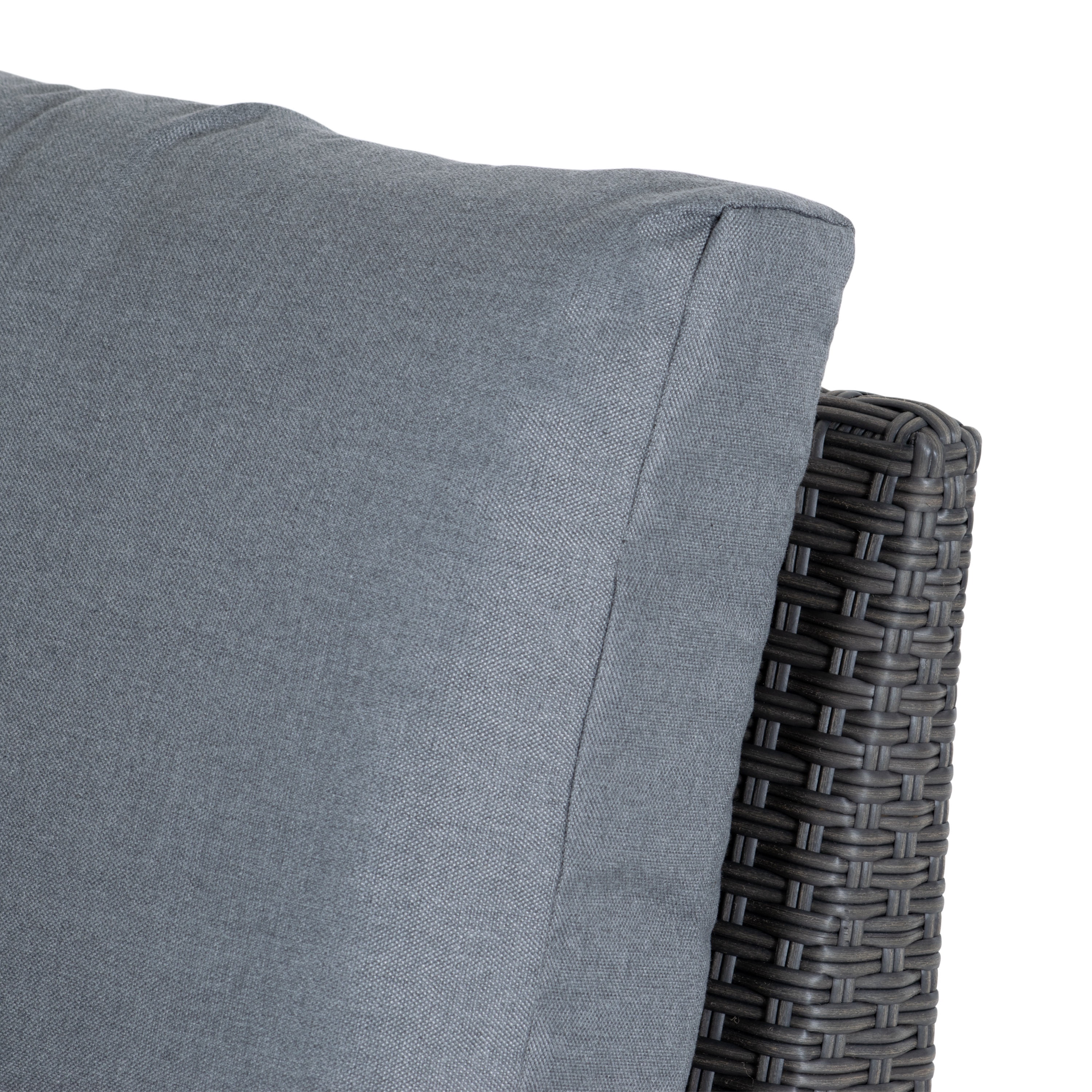 CorLiving Brisbane Rust-Resistant Resin Wicker Middle Outdoor Patio Sectional Piece with Cushions, Charcoal Grey/Light Grey