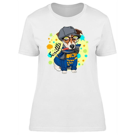 Dog With Grey Hat Tee Women's -Image by Shutterstock