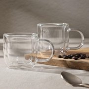 Mr. Coffee Salon Espresso 2 piece 3 Ounce Double Wall Insulated Glass Mug Set