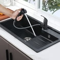 thumbnail image 3 of Wowow 6.8 in. H Single Handle 90 Degree Spout Swivel Pull Out Sprayer Kitchen Faucet with Deckplate in Matte Black, 3 of 8
