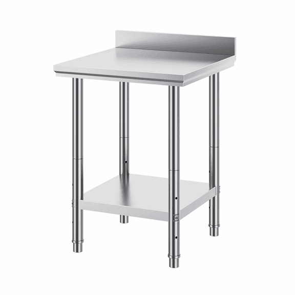 Commercial Stainless Steel Work Table 24x24x35 inch - Restaurant Prep Table - Heavy Duty Kitchen Island - Adjustable Shelf - SUS201 Stainless Steel