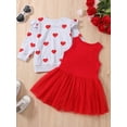 thumbnail image 3 of Valentine's Day Toddler Baby Girl Outfit Skirt Set Letter Print Long Sleeve Sweatshirt Tops Tulle Tutu Skirt Clothes (Red Vest, 6-12 Months), 3 of 8
