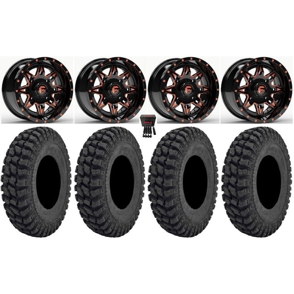 Fuel Lethal 14" Wheels Orange 28" Warrior AT Tires Sportsman RZR Ranger