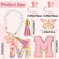 thumbnail image 2 of Sinekong 4pcs Letter Charm for Tumbler Cup, 1 Charm for Tumbler Handle Pearl Keychain Personalized Charm Letter M, 2 Straw Topper, 1 Letter Stickers, 2 of 8